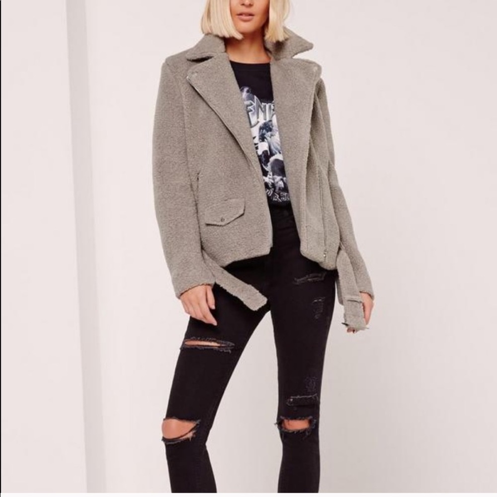 Missguided Shearling Biker Jacket
